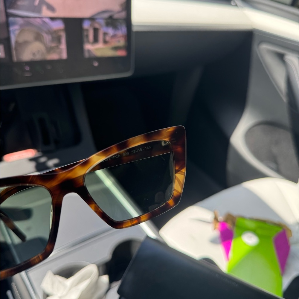 Saint Laurent Mica Tortoise Shell Cat-Eye Sunglasses - Picture 5 of 9